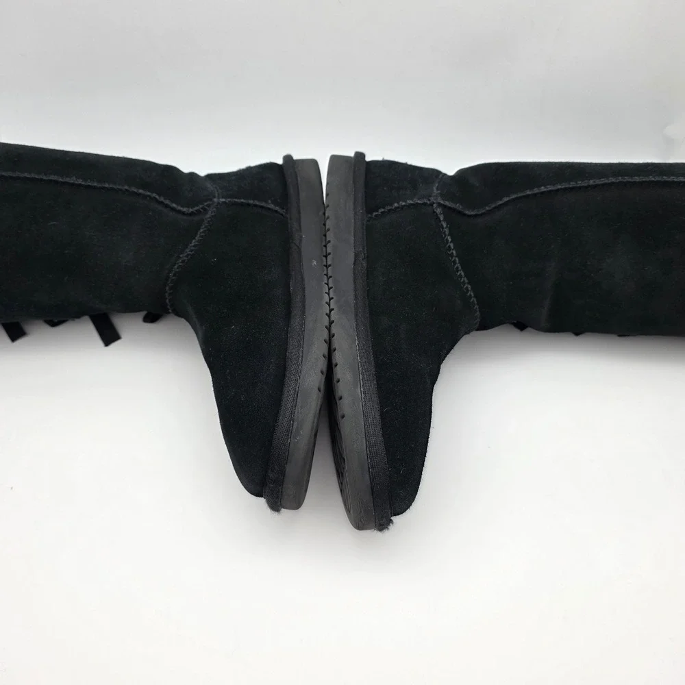 Koolaburra by UGG Victoria Tall‎ Boots Womens 5 Black Suede Triple Bow  Coquette